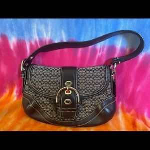 Small black and gray coach bag used